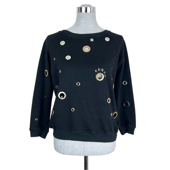 Kenzo Tops - Kenzo Sweatshirt Women's Medium Black Eyelet Grommet‎ Circular Accents Rare